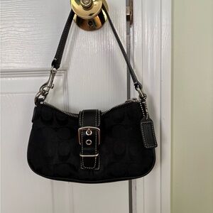 Coach Black Quilted Shoulder Bag with Silver Buckle